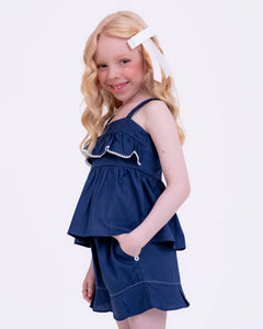 Conjunto com estampa Navegando infantil feminino Antonita para meninas de 4 a 16 anos