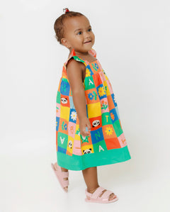 Vestido com estampa Caça-Palavras infantil feminino Antonita para meninas de 2 a 10 anos