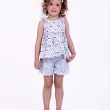 Conjunto com estampa Vichy Cherry infantil feminino Antonita para meninas de 2 a 10 anos
