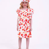 Vestido com estampa de cogumelos infantil feminino Antonita para meninas de 4 a 16 anos