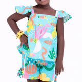 Conjunto com estampa Aquário infantil feminino Antonita para meninas de 2 a 10 anos