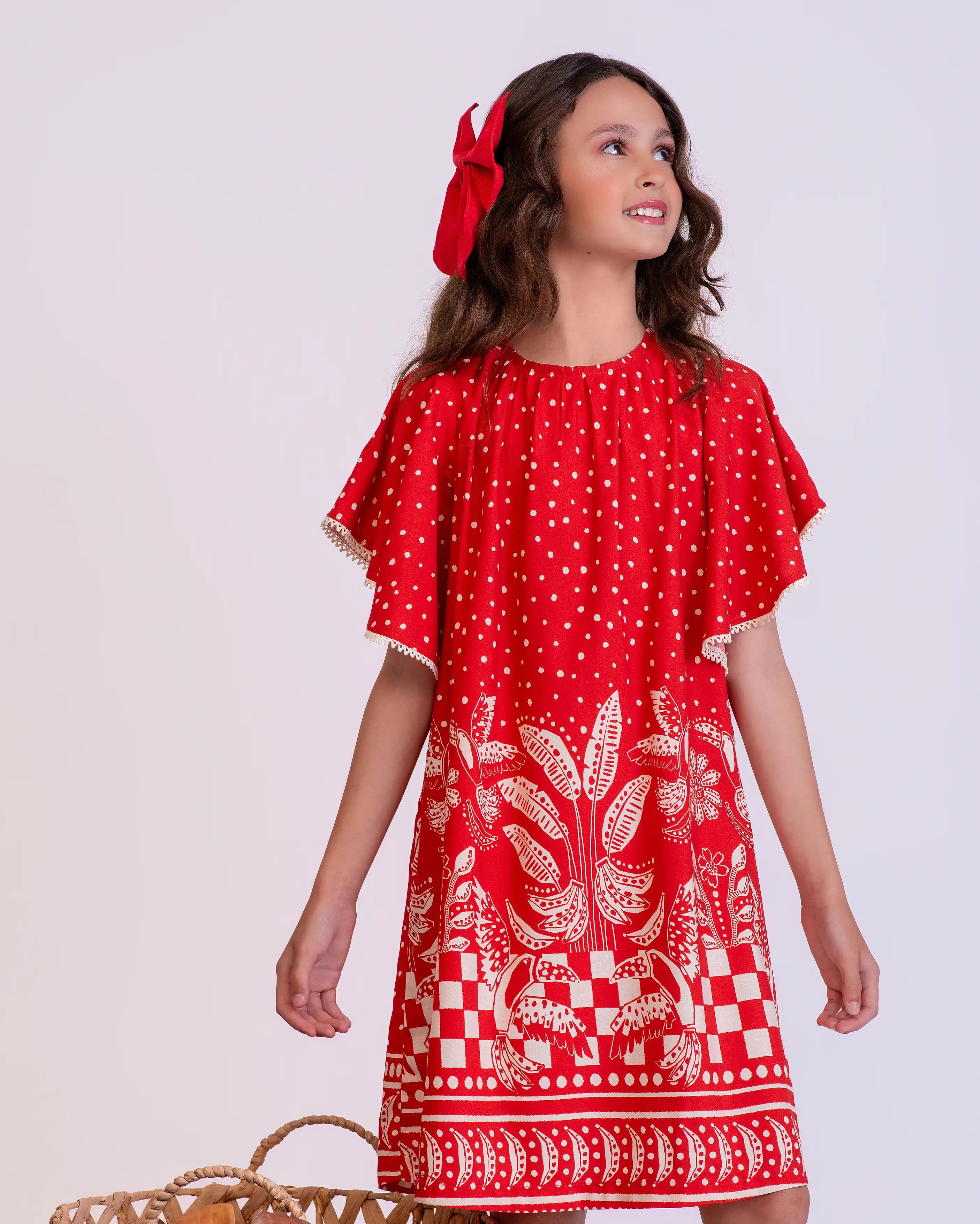 Vestido curto com estampa Tukee Red infantil feminino Antonita para meninas