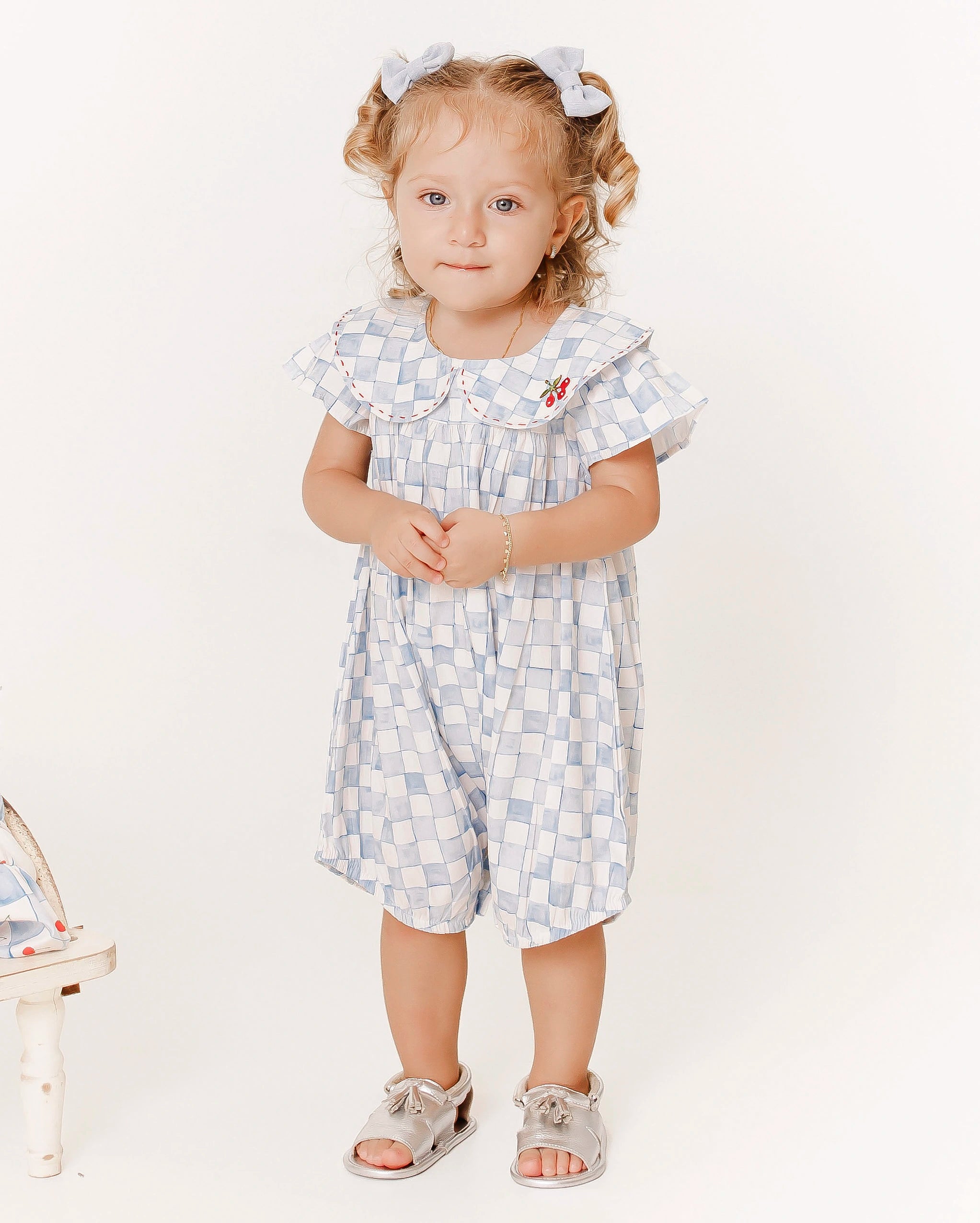 Romper com estampa Vichy Cherry infantil feminino Antonita para meninas de 2 a 10 anos