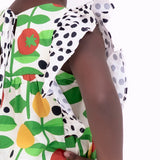 Vestido com estampa de frutas e folhas infantil feminino Antonita para meninas de 2 a 10 anos