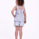 Conjunto com estampa Vichy Cherry infantil feminino Antonita para meninas de 2 a 10 anos