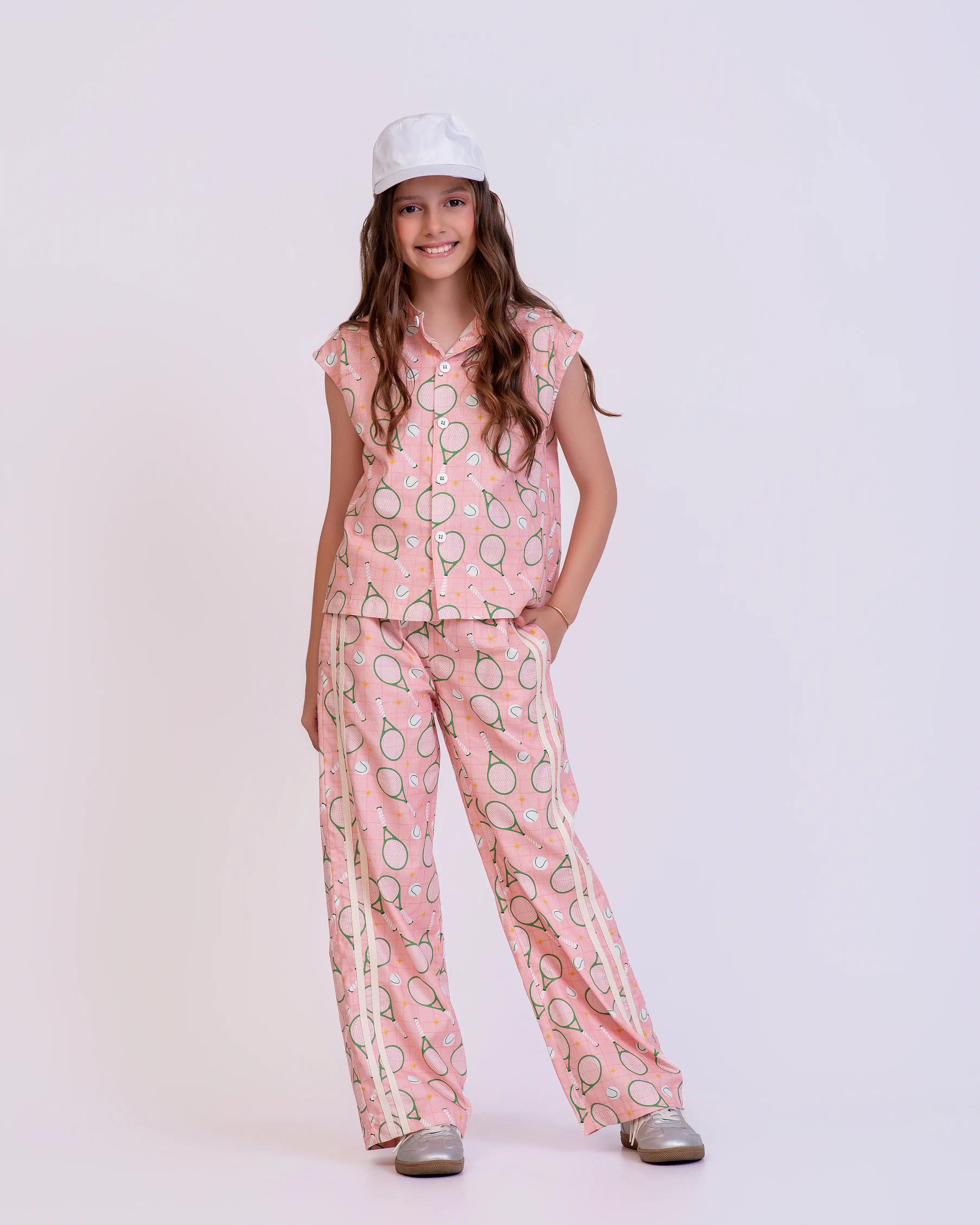 Conjunto com estampa de raquetes de tênis infantil feminino Antonita para meninas