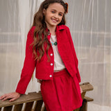 Short saia vermelho com pregas infantil feminino Antonita para meninas 