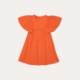 Vestido feminino infantil laranja com mangas amplas e caimento leve