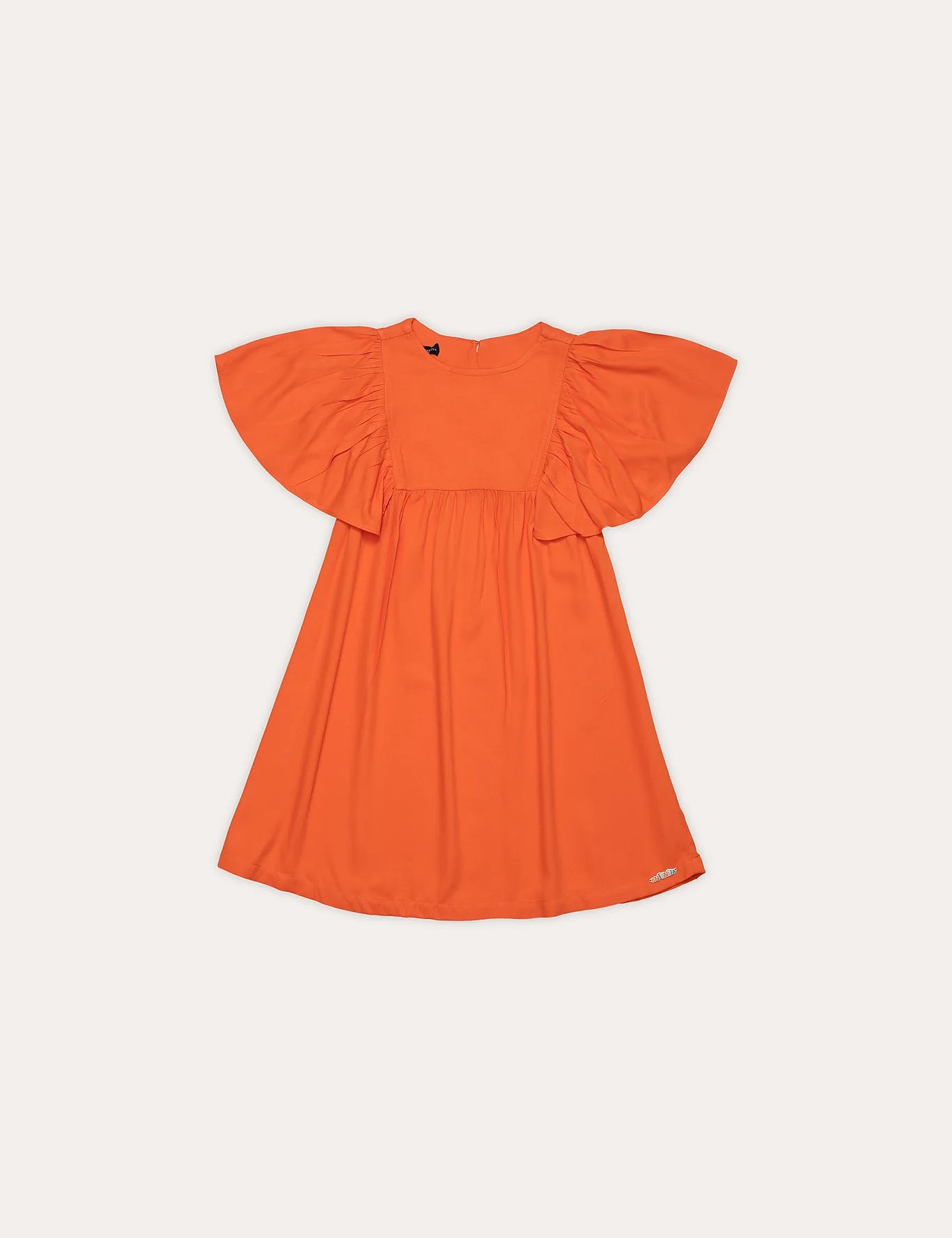 Vestido feminino infantil laranja com mangas amplas e caimento leve