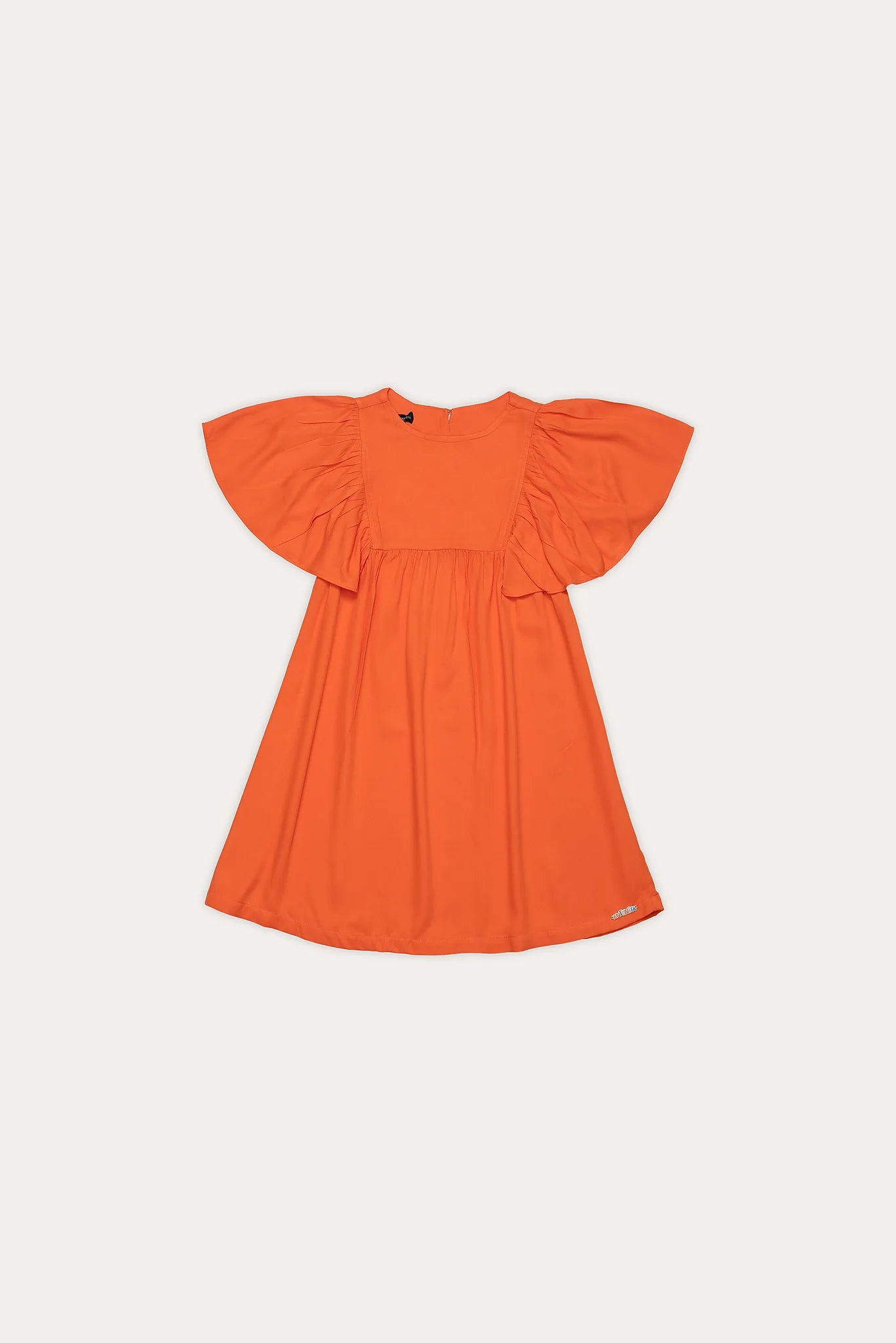 Vestido feminino infantil laranja com mangas amplas e caimento leve