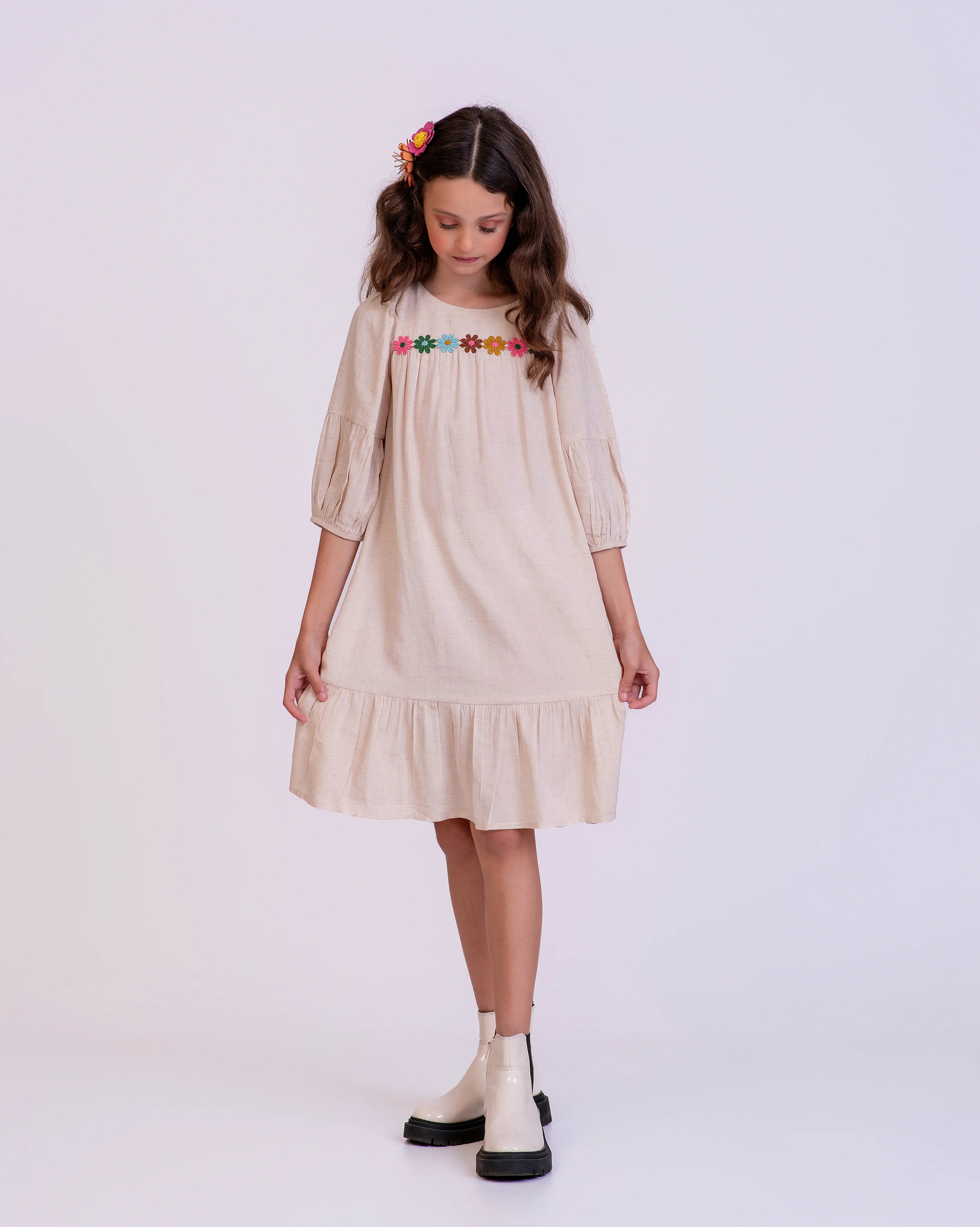 Vestido com estampa Linho infantil feminino Antonita para meninas 