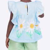 Conjunto com blusa floral e short liso infantil feminino Antonita para meninas de 4 a 16 anos