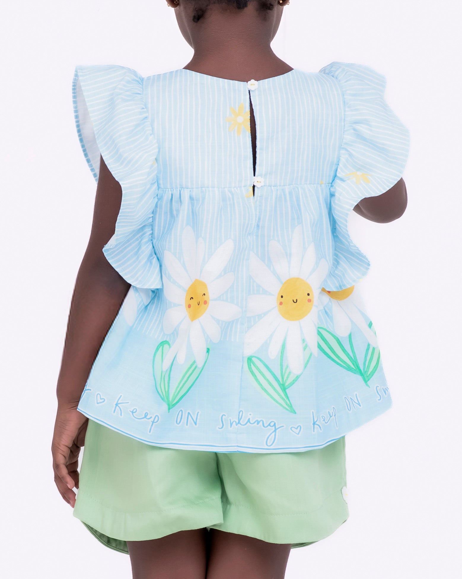 Conjunto com blusa floral e short liso infantil feminino Antonita para meninas de 4 a 16 anos