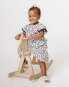 Vestido de bolinhas preto e branco infantil feminino Antonita para meninas de 2 a 10 anos
