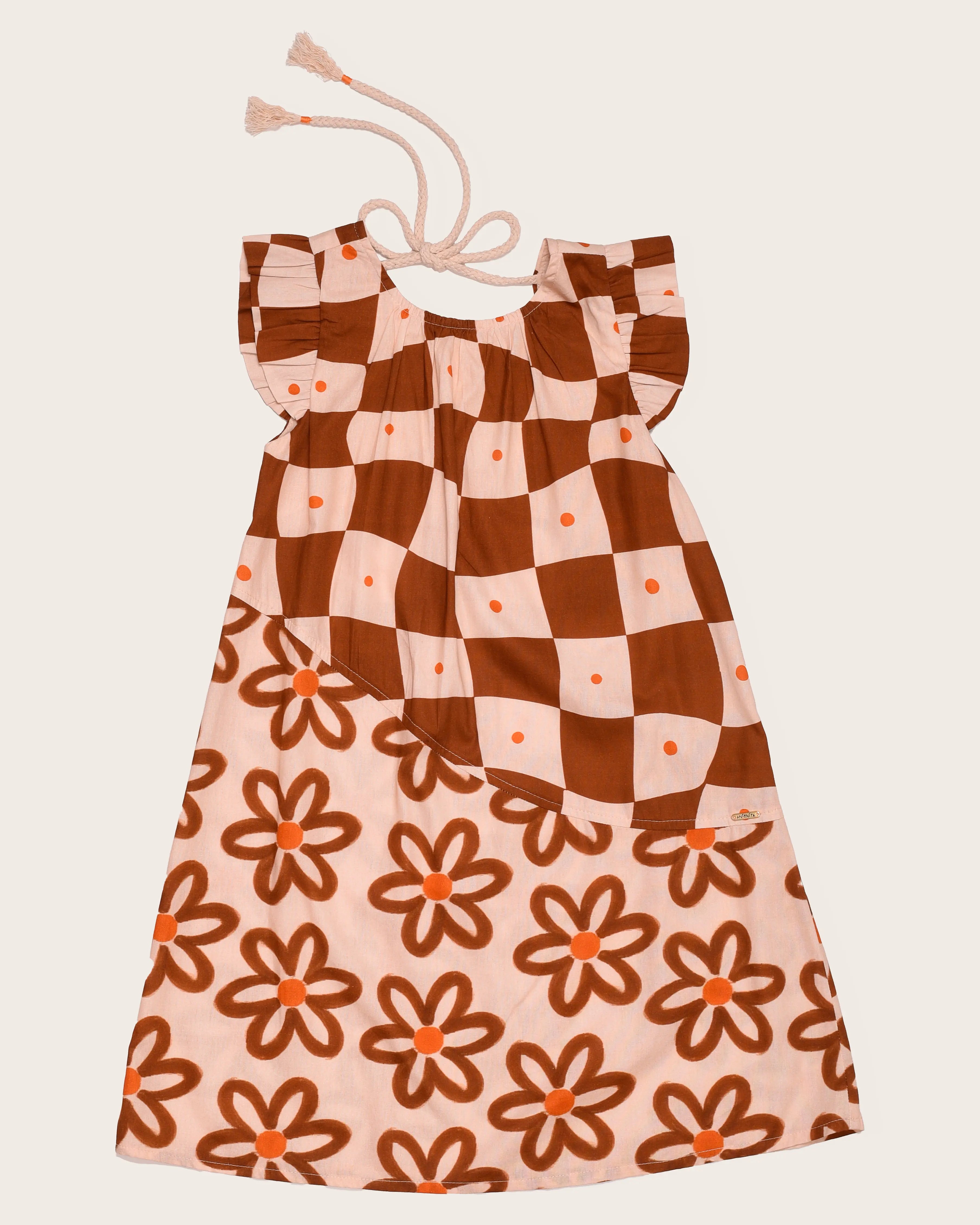 Vestido com estampa Grid floral infantil feminino Antonita para meninas 