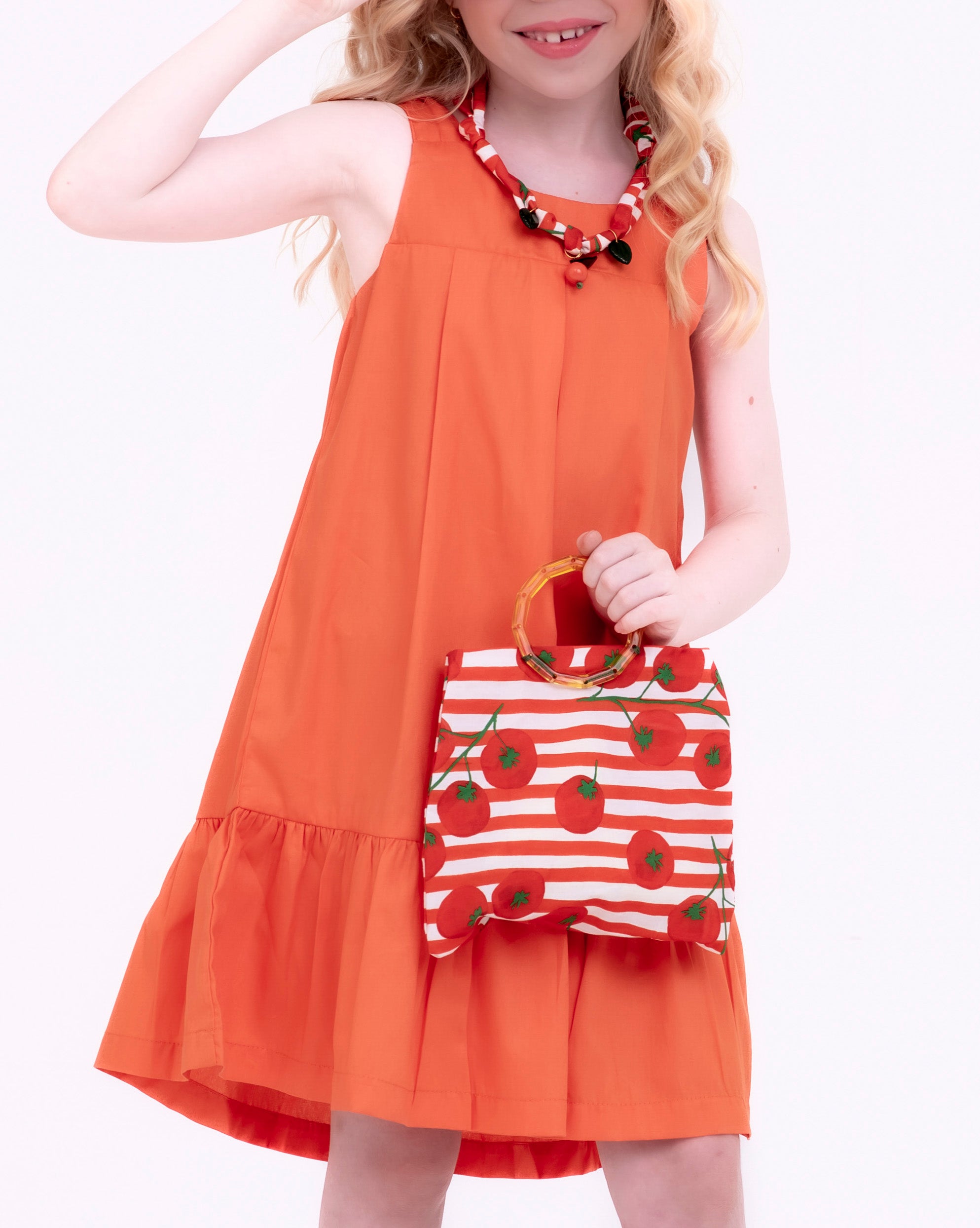 Vestido com saia em babado infantil feminino Antonita para meninas de 2 a 10 anos