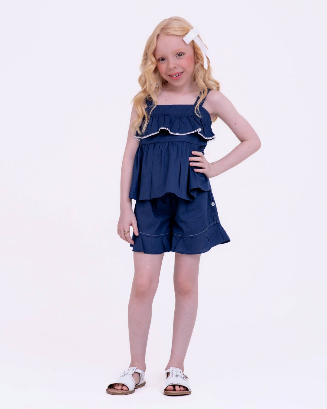 Conjunto com estampa Navegando infantil feminino Antonita para meninas de 4 a 16 anos