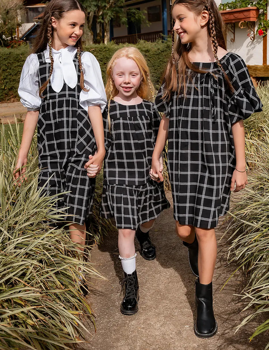 Vestido com estampa xadrez infantil feminino Antonita