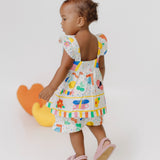 Conjunto com estampa colorida infantil feminino Antonita para meninas de 0 a 3 anos