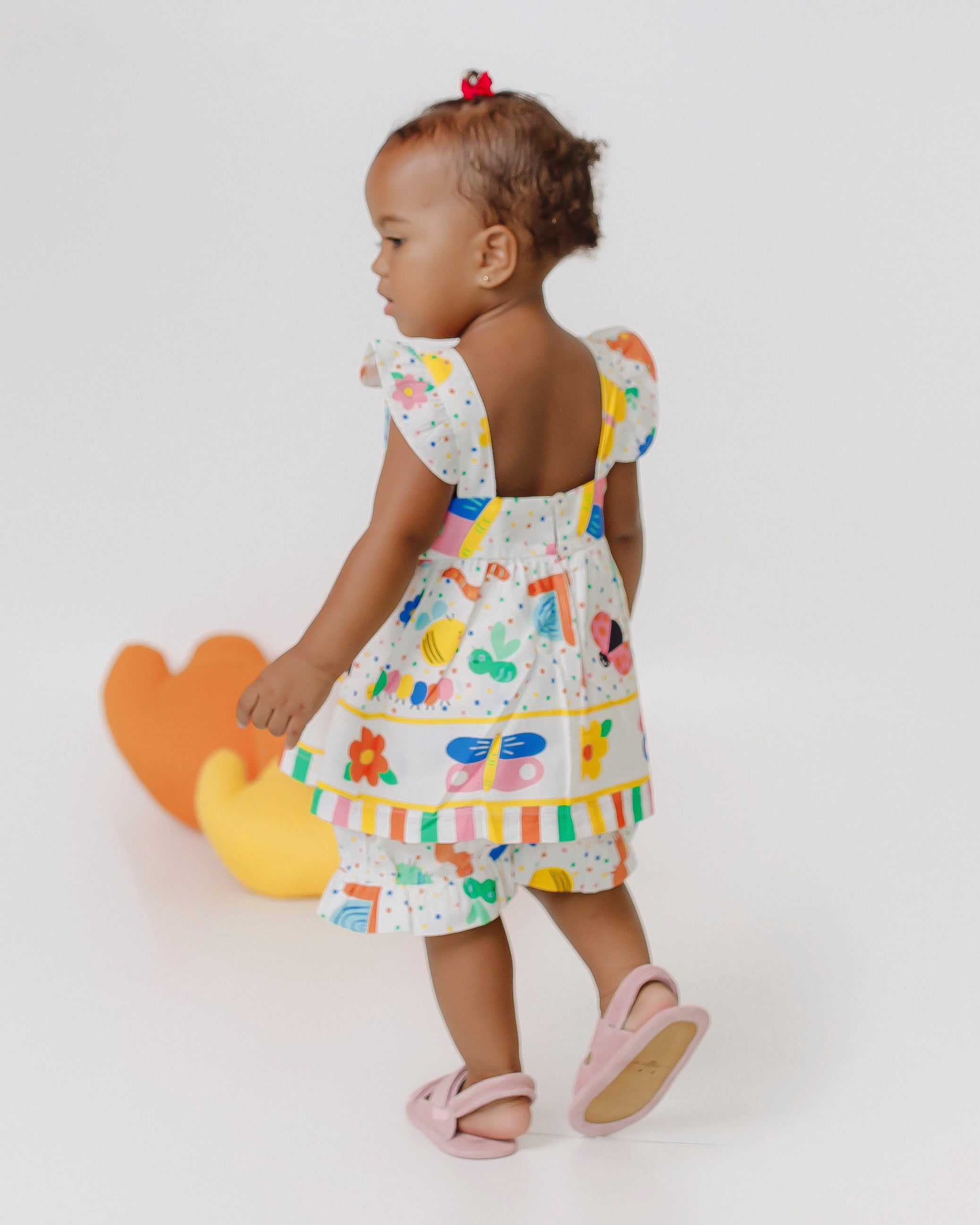 Conjunto com estampa colorida infantil feminino Antonita para meninas de 0 a 3 anos