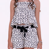 Conjunto com estampa de bolinhas em preto e branco infantil feminino Antonita para meninas de 10 a 16 anos