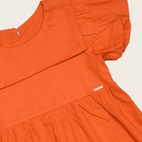 Vestido laranja com mangas bufantes infantil feminino Antonita para meninas 