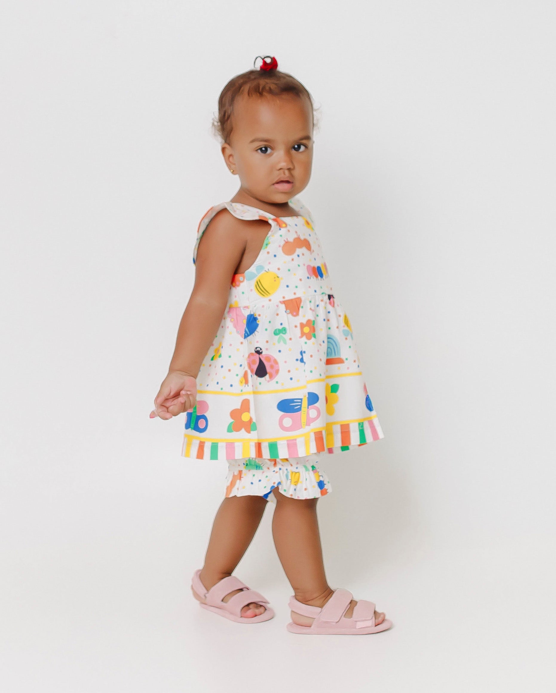 Conjunto com estampa colorida infantil feminino Antonita para meninas de 0 a 3 anos