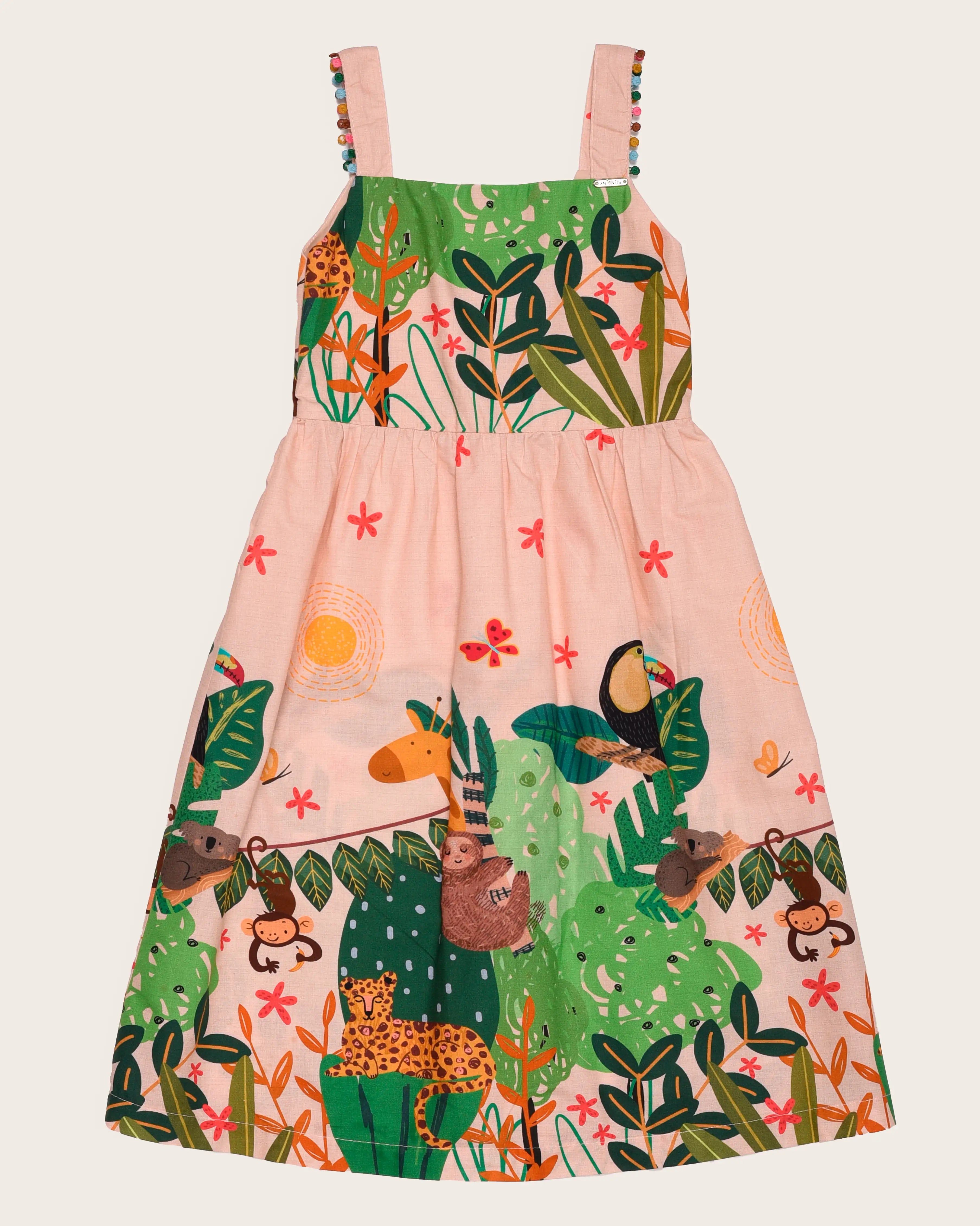 Vestido curto com estampa Amazonia infantil feminino Antonita para meninas