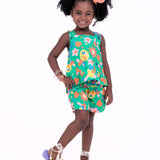 Conjunto com blusa de alças e short com estampa floral infantil feminino Antonita para meninas de 2 a 10 anos