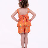 Conjunto Dia de Verão com estampa de árvores e flores infantil feminino Antonita para meninas de 2 a 10 anos