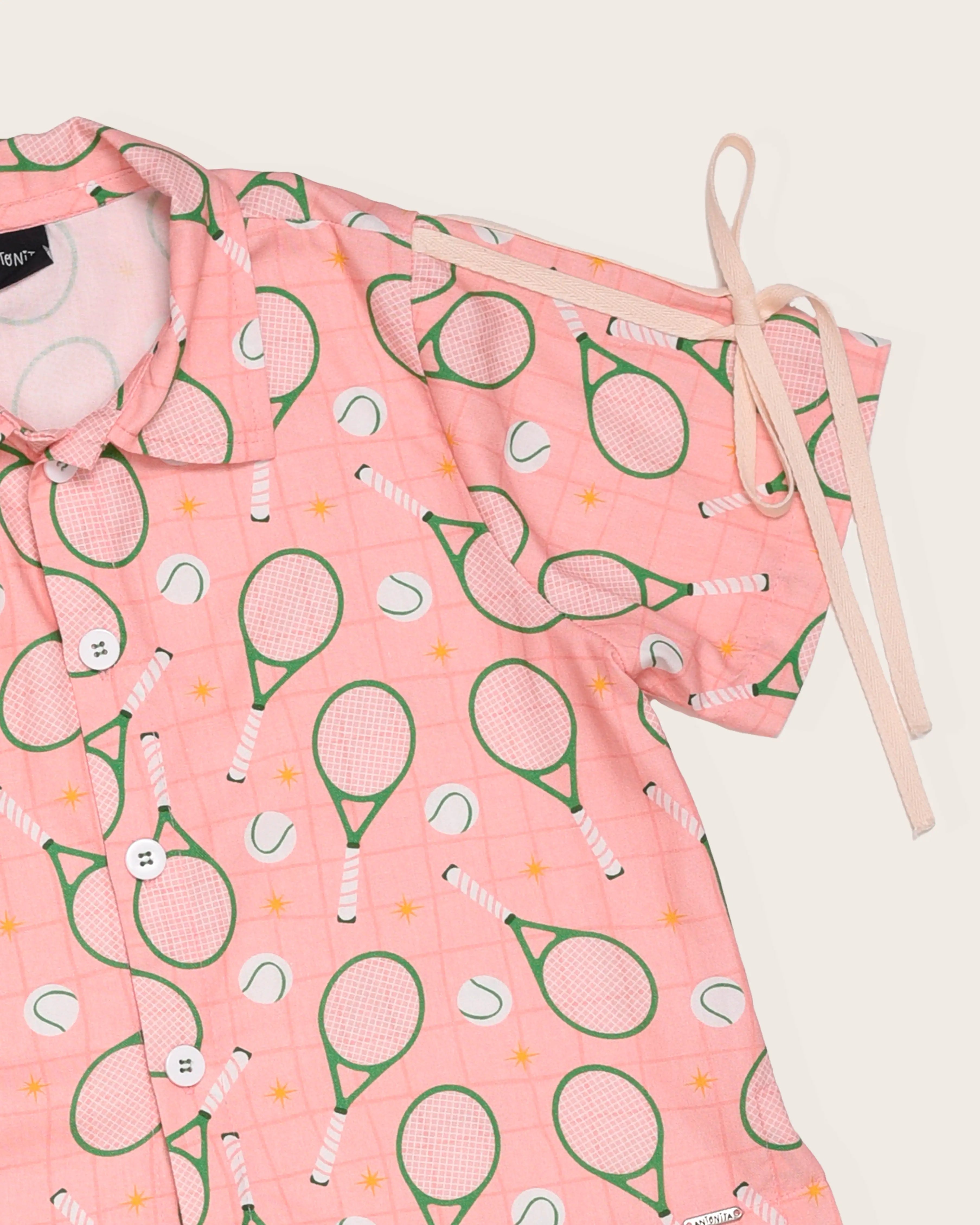 Conjunto curto com estampa de raquetes de tênis infantil feminino Antonita para meninas 
