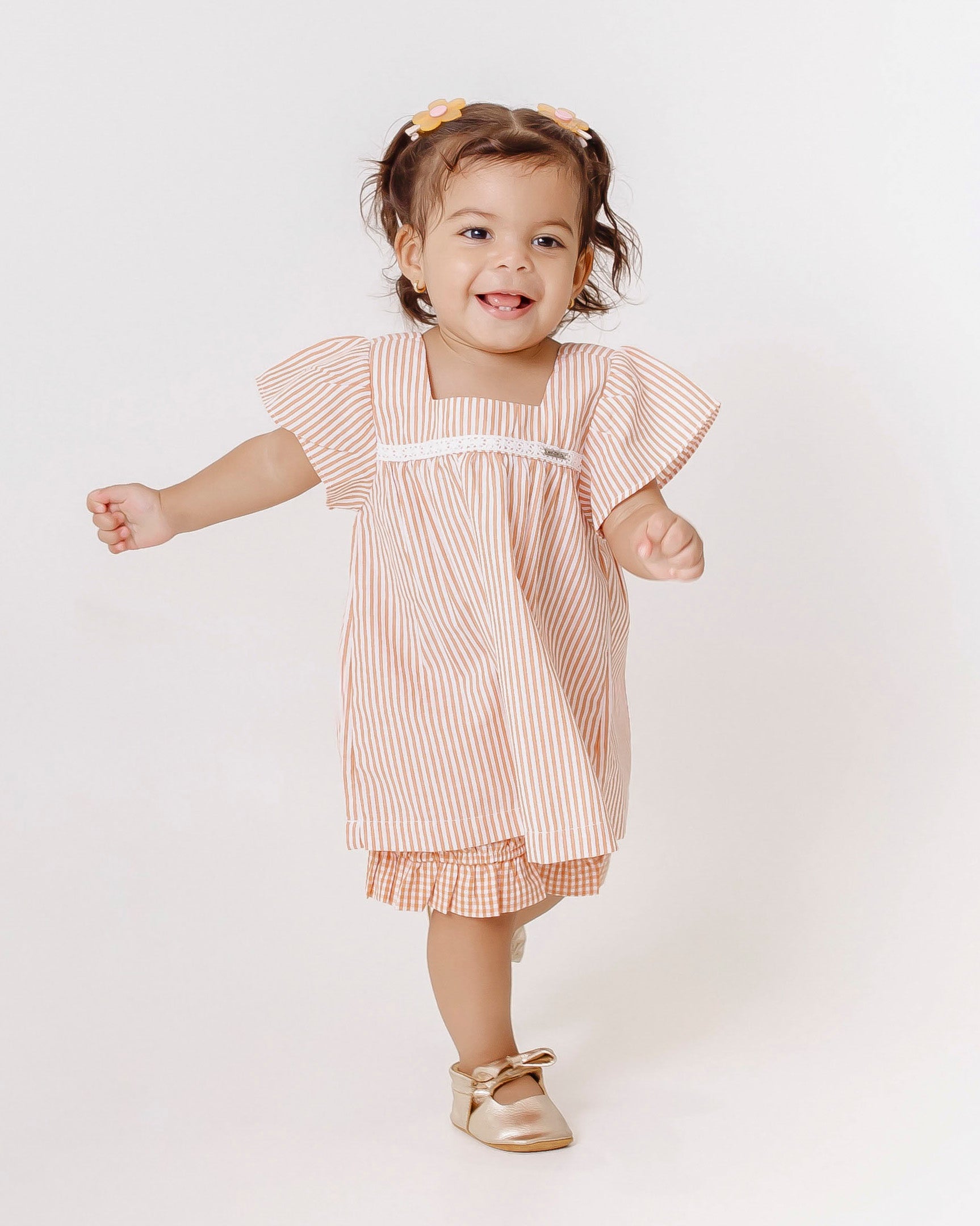 Conjunto com blusa de alças e saia estampada infantil feminino Antonita para meninas de 0 a 3 anos