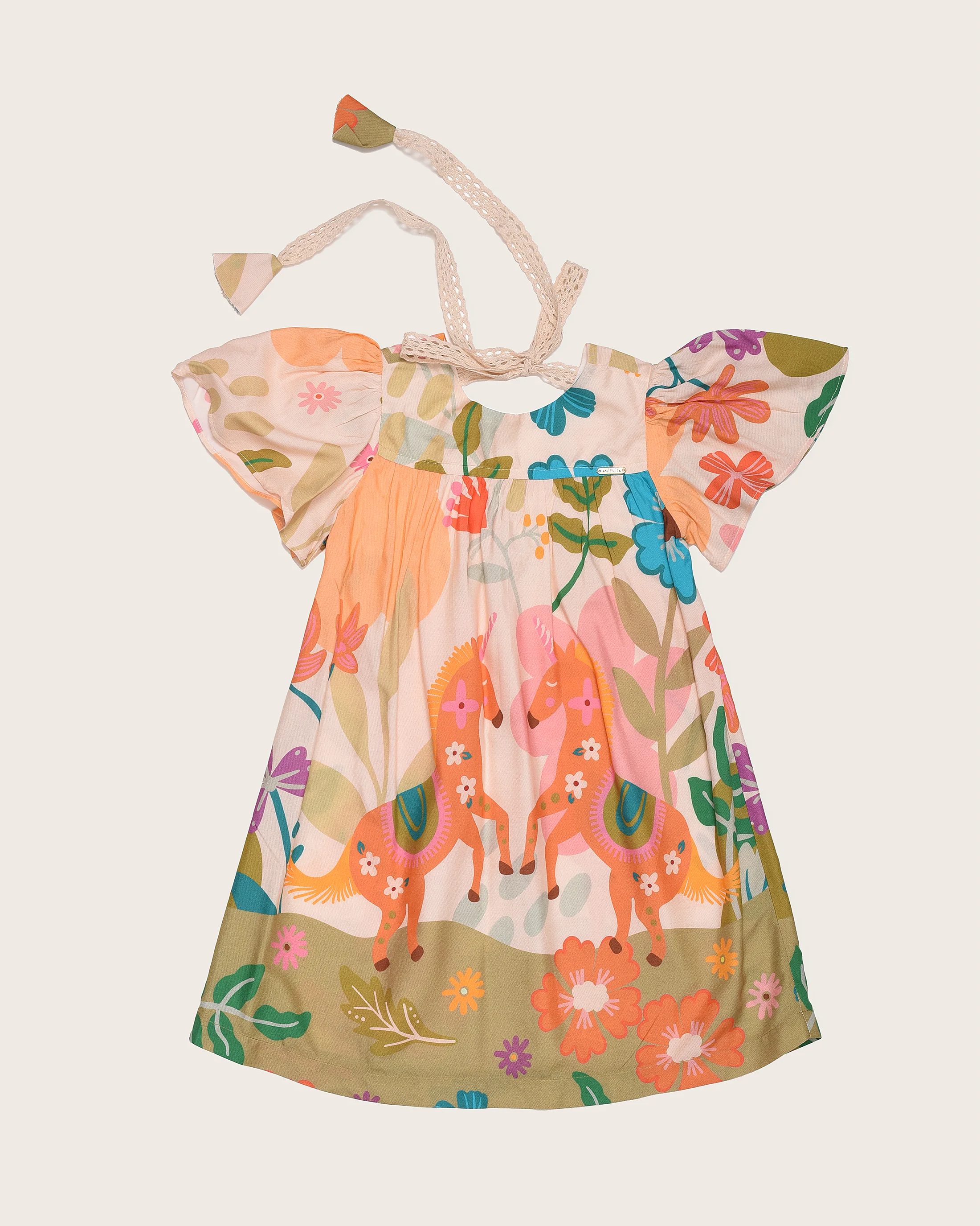 Vestido curto com estampa Uni infantil feminino Antonita para meninas de 2 a 10 anos.