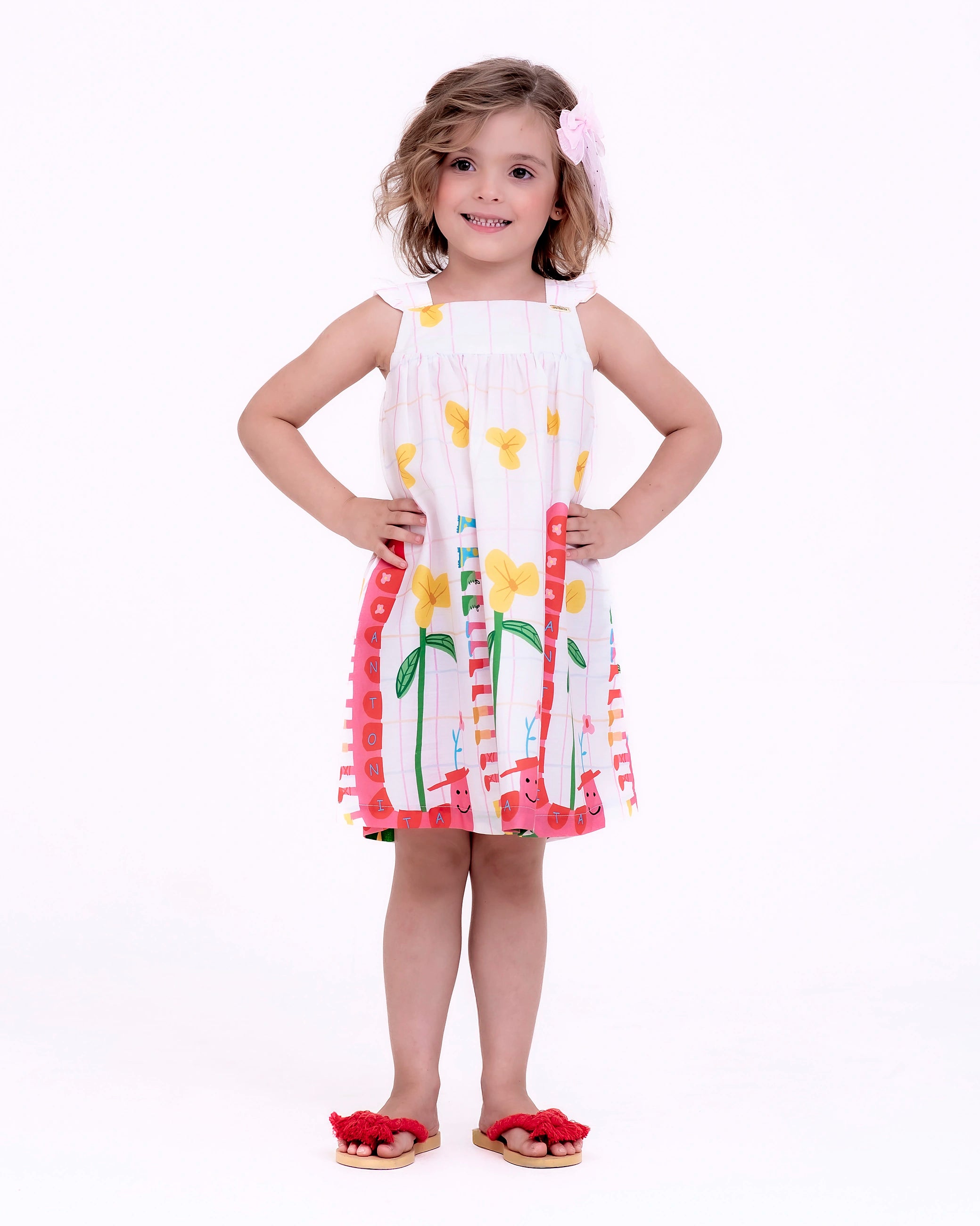 Vestido com estampa Centopeia infantil feminino Antonita para meninas de 2 a 10 anos