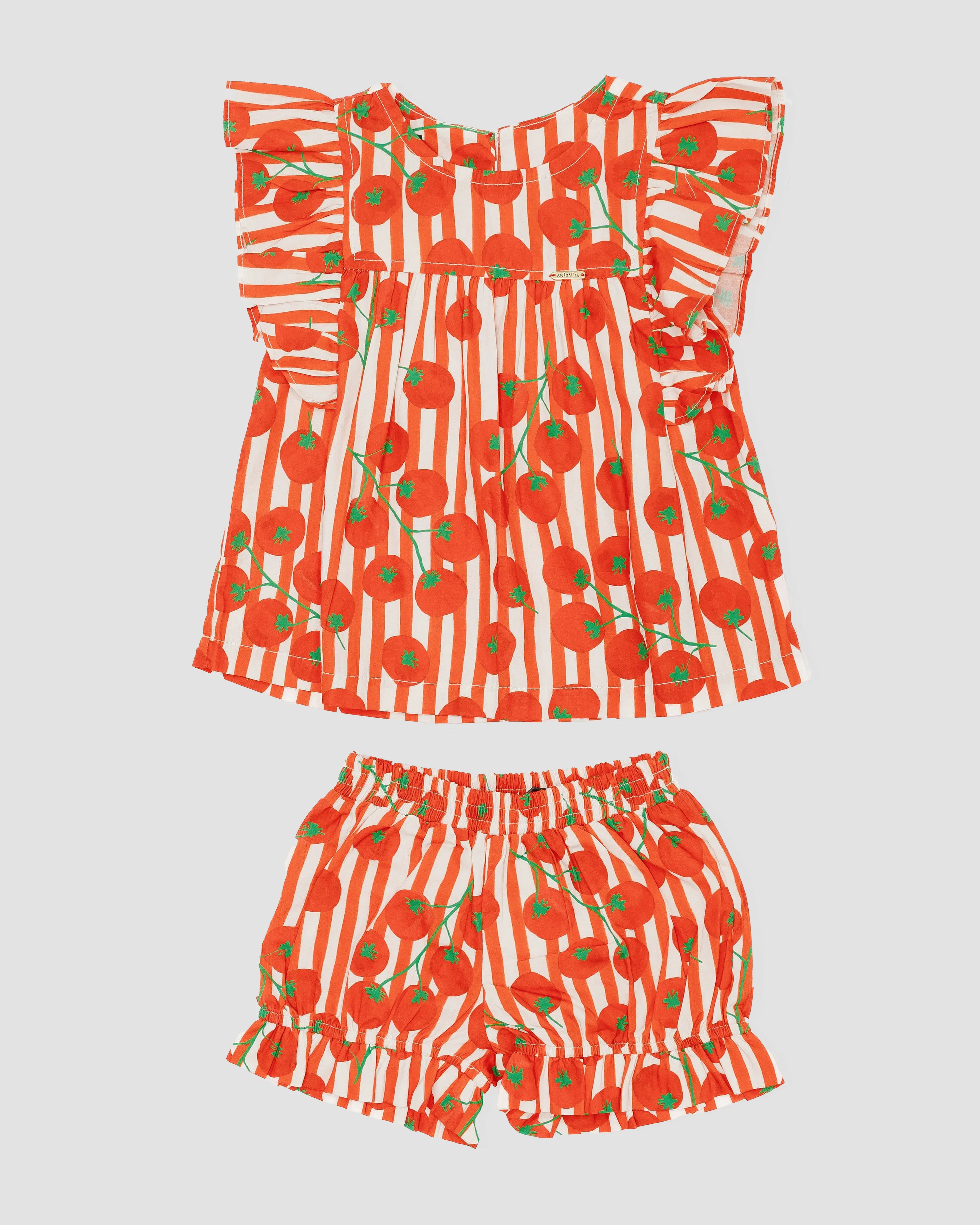 Conjunto com estampa Tomatinhos infantil feminino Antonita para meninas de 0 a 3 anos