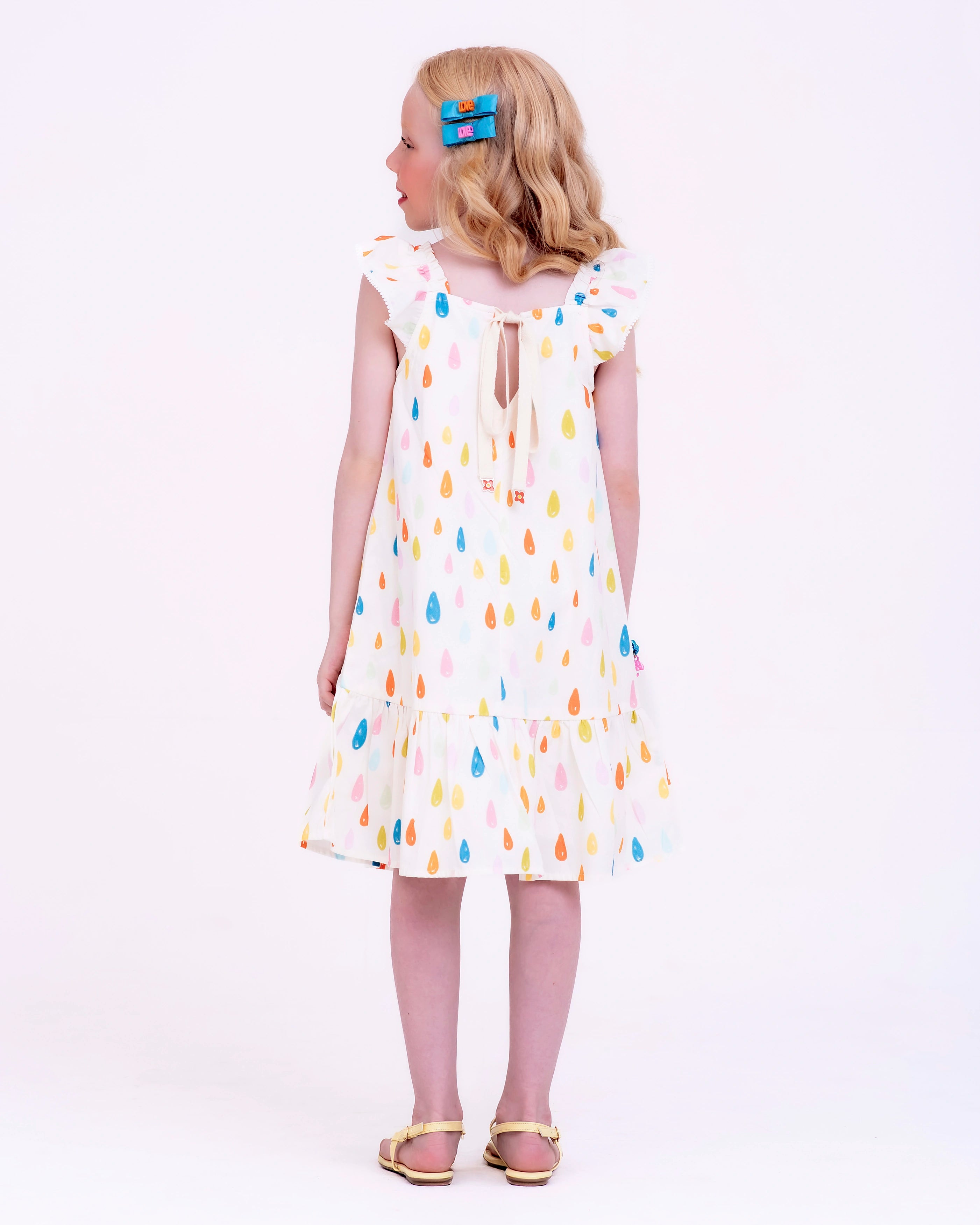 Vestido curto com estampa Chuva e Sol infantil feminino Antonita para meninas de 4 a 16 anos