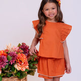 Conjunto laranja com babados infantil feminino Antonita para meninas