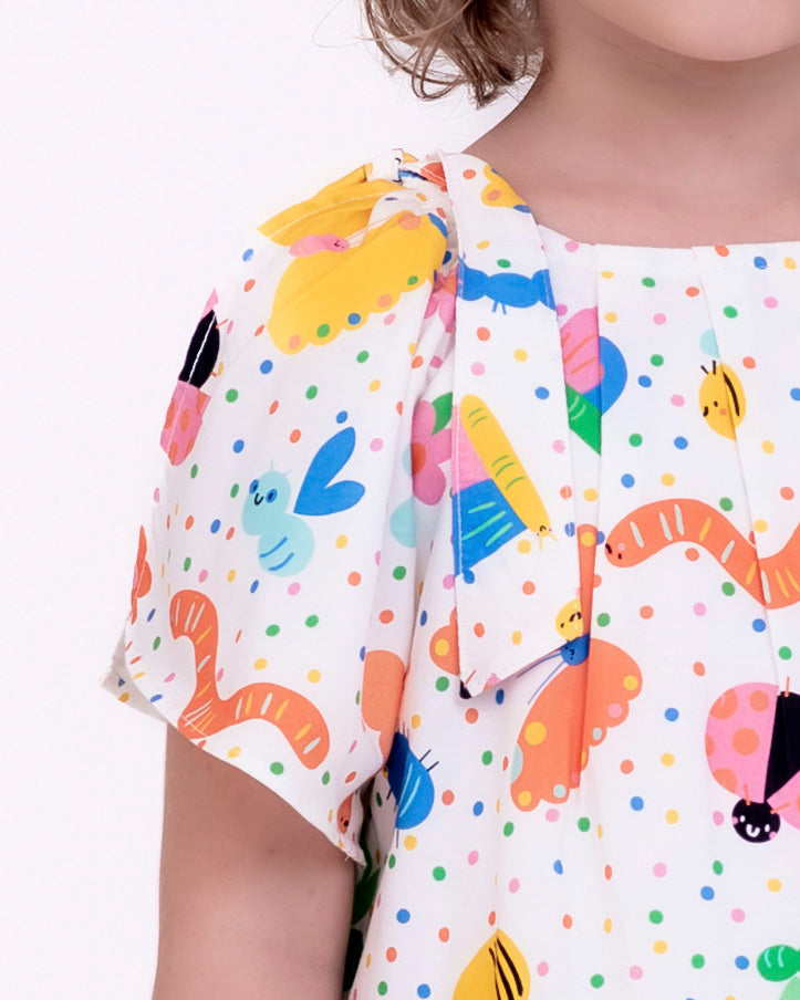 Vestido com estampa Meta Color infantil feminino Antonita para meninas de 2 a 10 anos