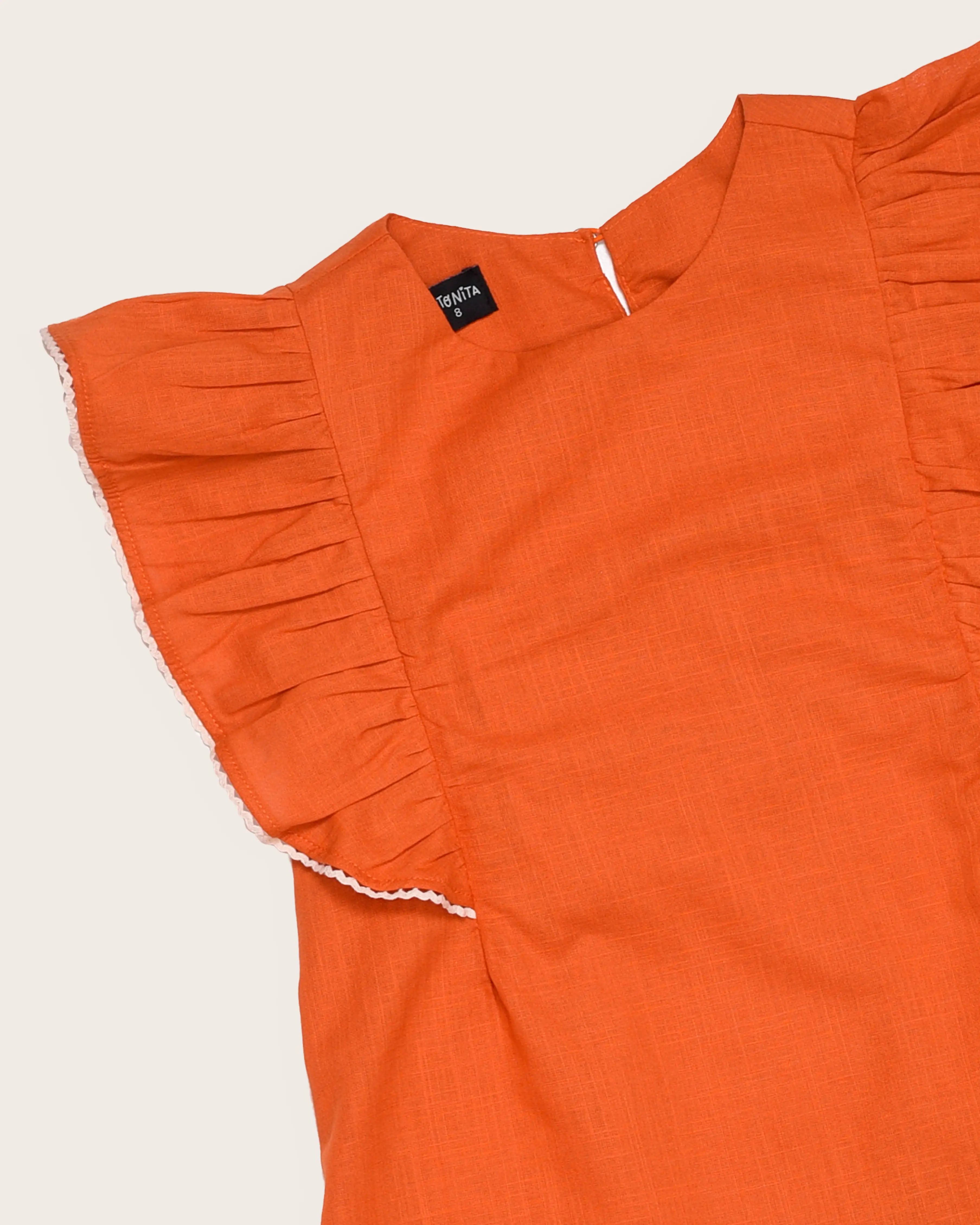 Conjunto laranja com babados infantil feminino Antonita para meninas