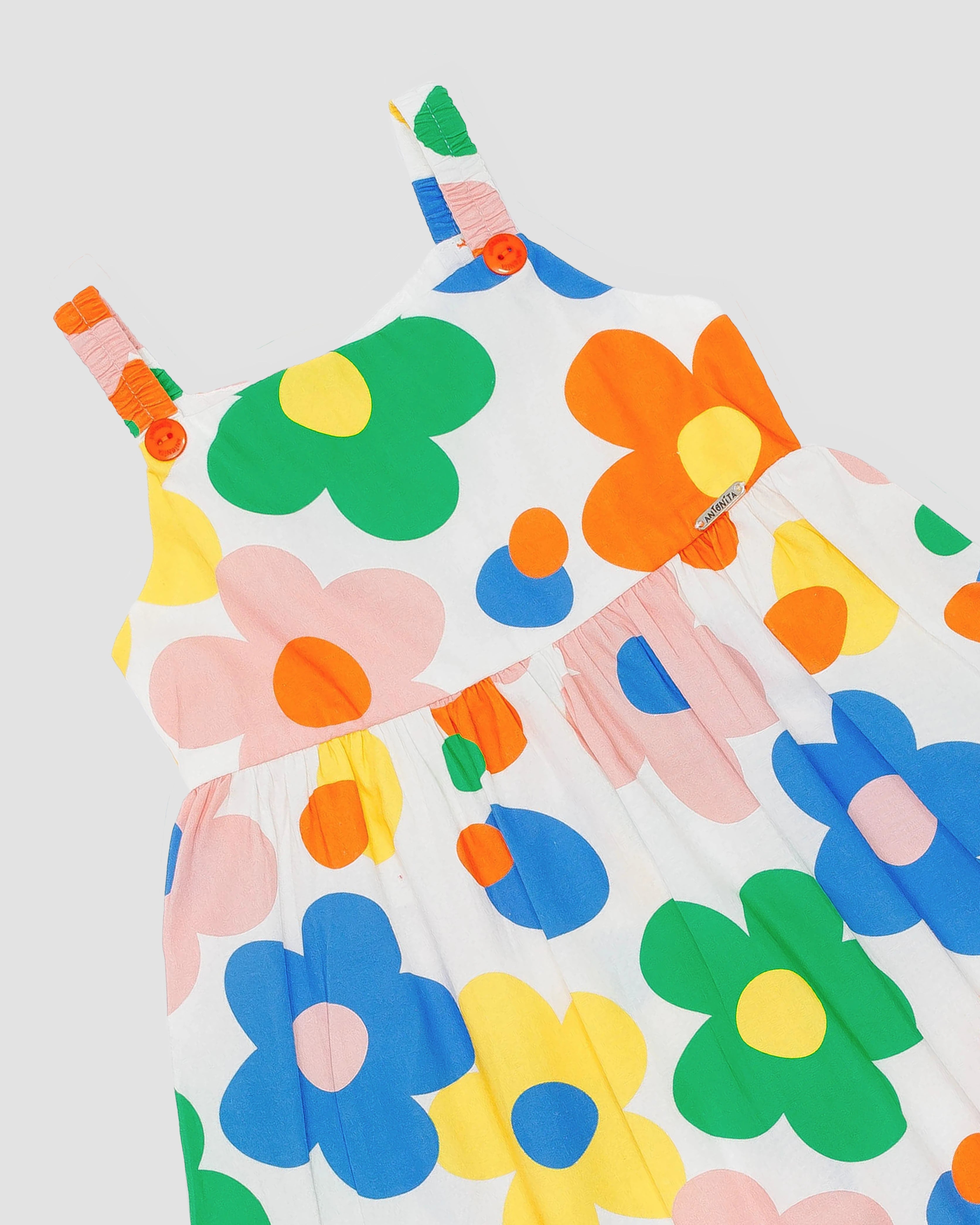 Vestido com estampa de flores coloridas infantil feminino Antonita para meninas de 2 a 10 anos