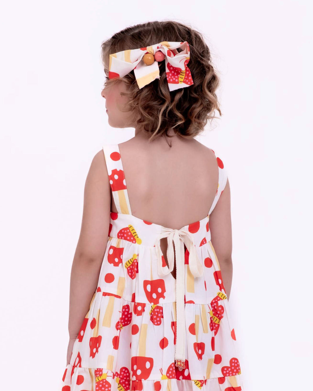 Vestido curto com estampa Cogumelos infantil feminino Antonita para meninas de 2 a 10 anos