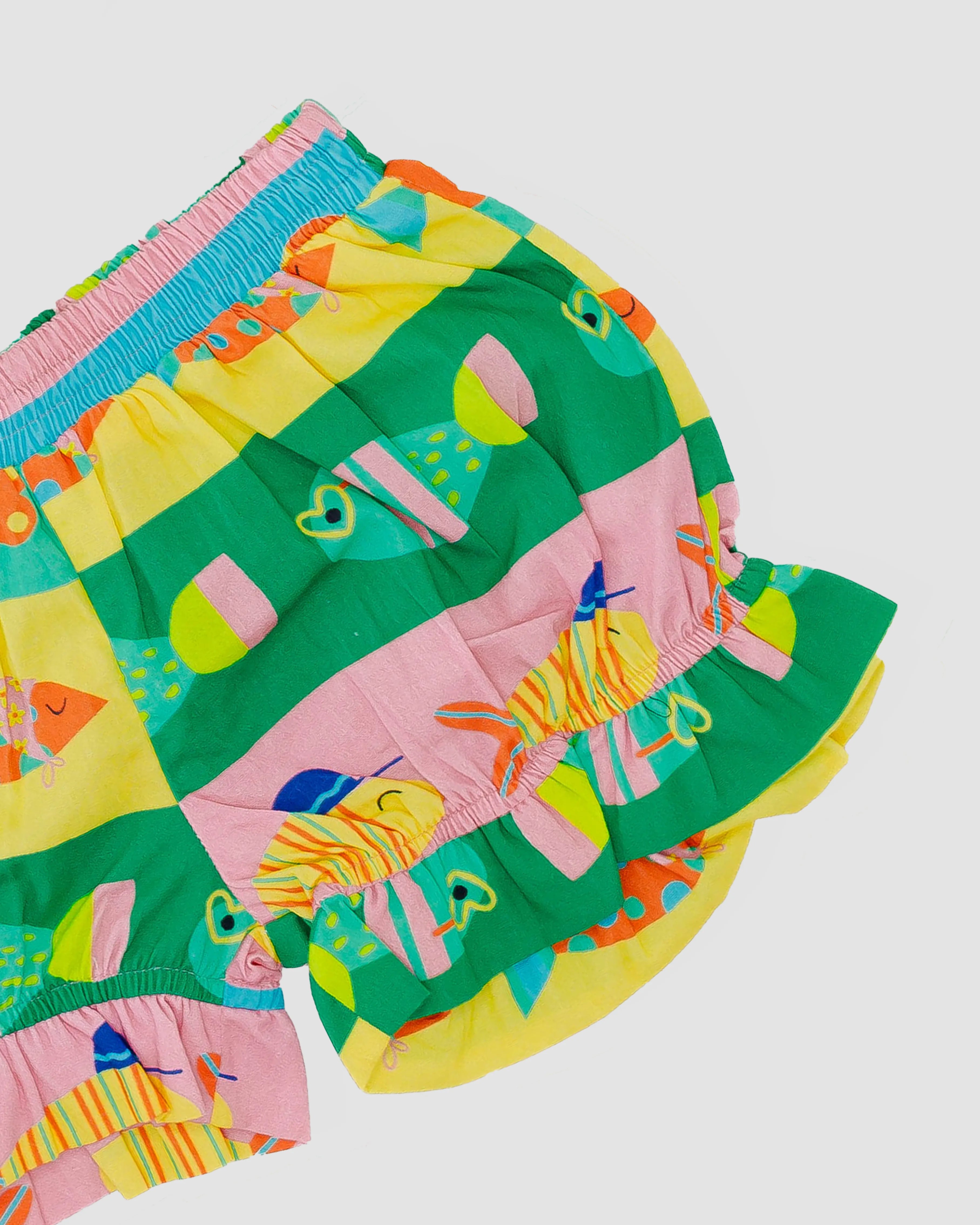 Conjunto com estampa de peixinhos coloridos infantil feminino Antonita para meninas de 0 a 3 anos
