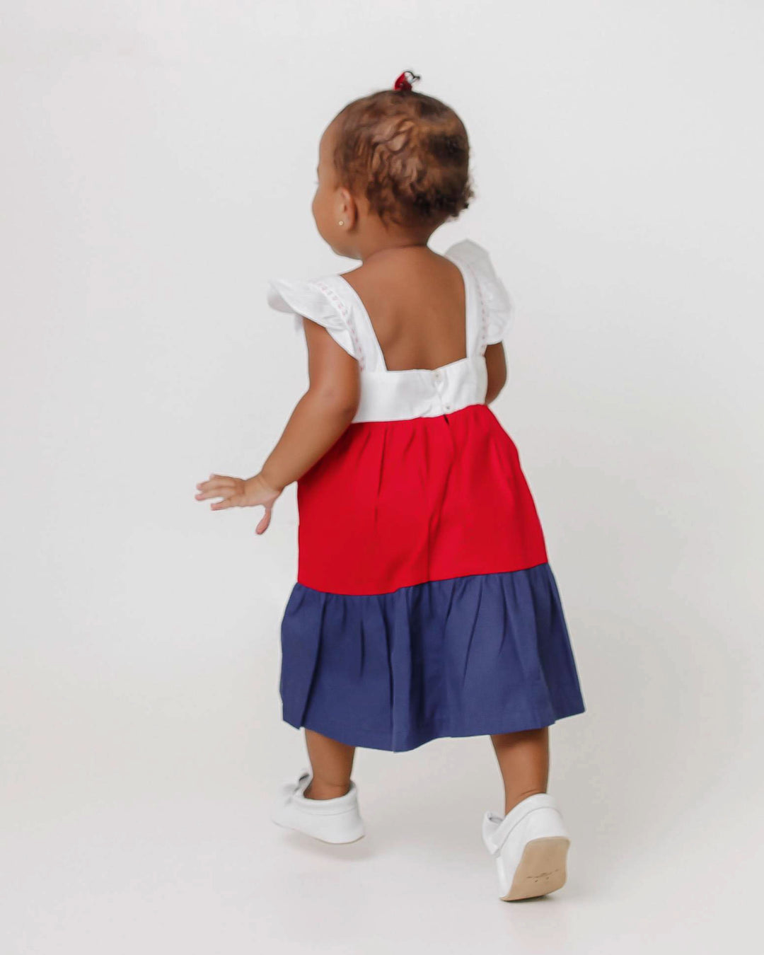 Vestido com estampa navy tricolor infantil feminino Antonita para meninas de 2 a 10 anos