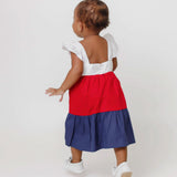 Vestido com estampa navy tricolor infantil feminino Antonita para meninas de 2 a 10 anos