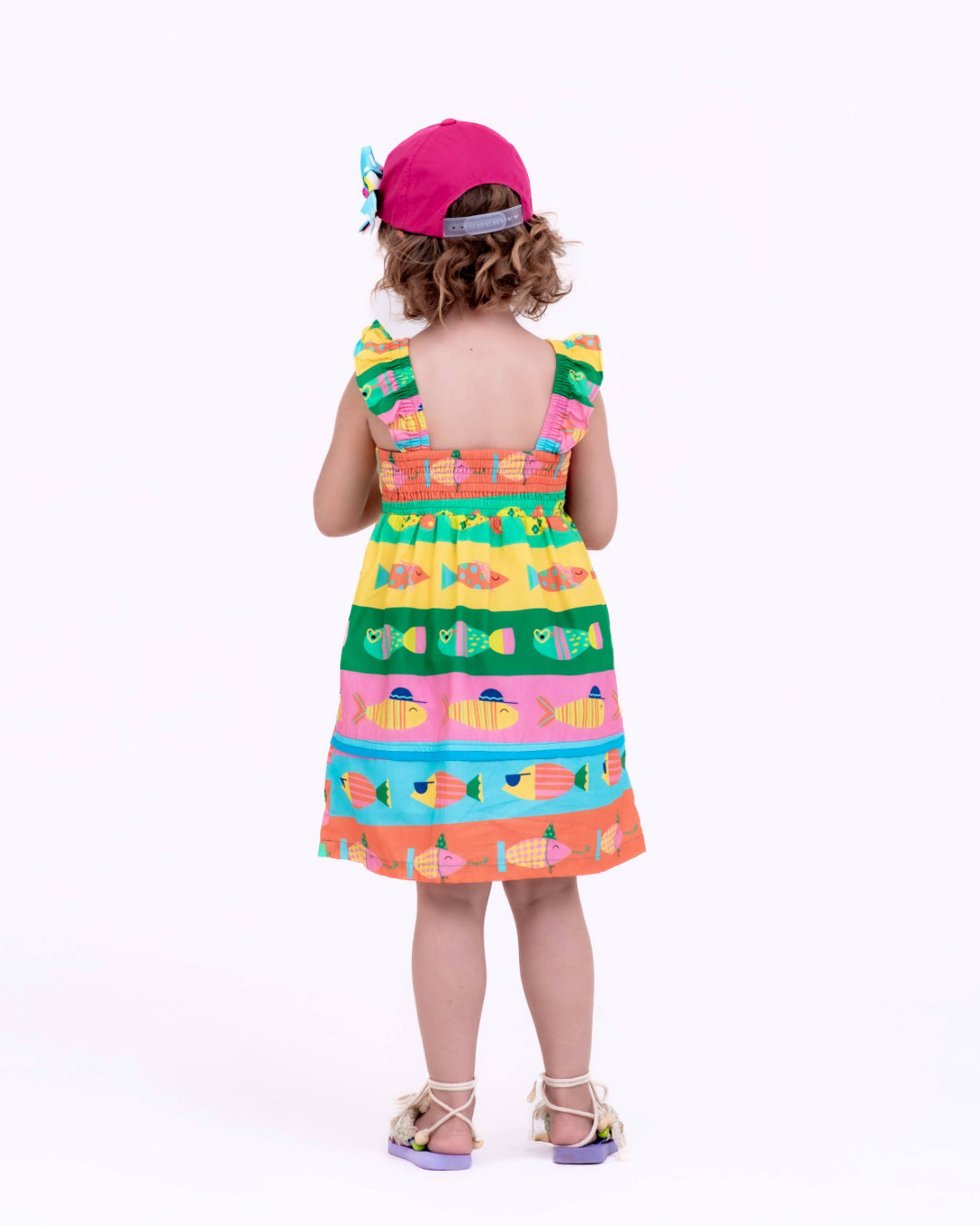 Vestido com estampa Fish infantil feminino Antonita para meninas de 4 a 16 anos