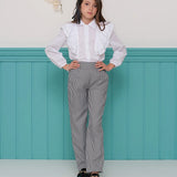 Blusa feminina infantil branca com babados nas laterais e mangas longas