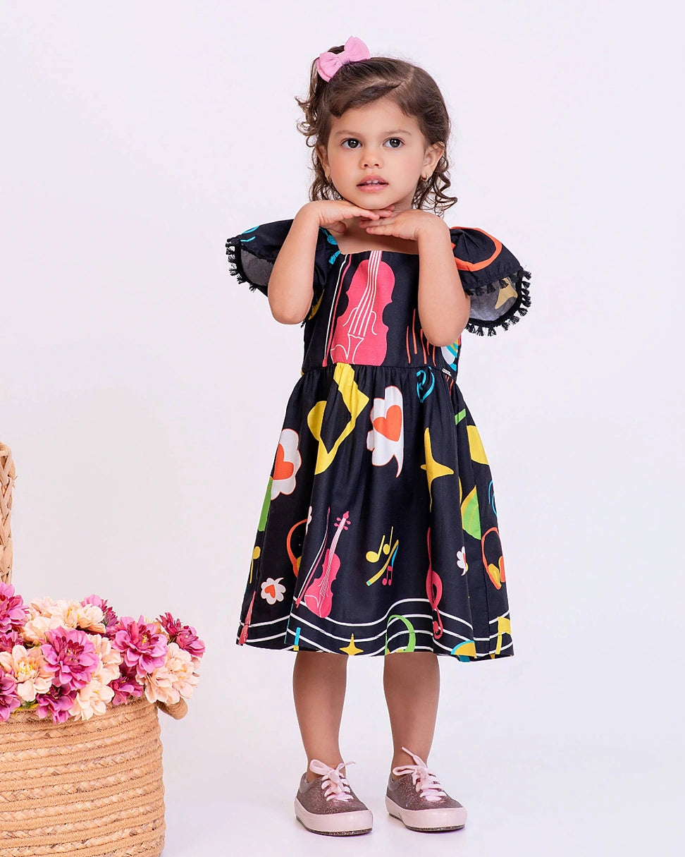 Vestido com estampa Musica infantil feminino Antonita para meninas