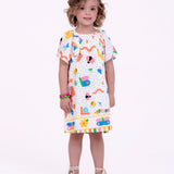 Vestido com estampa Meta Color infantil feminino Antonita para meninas de 2 a 10 anos