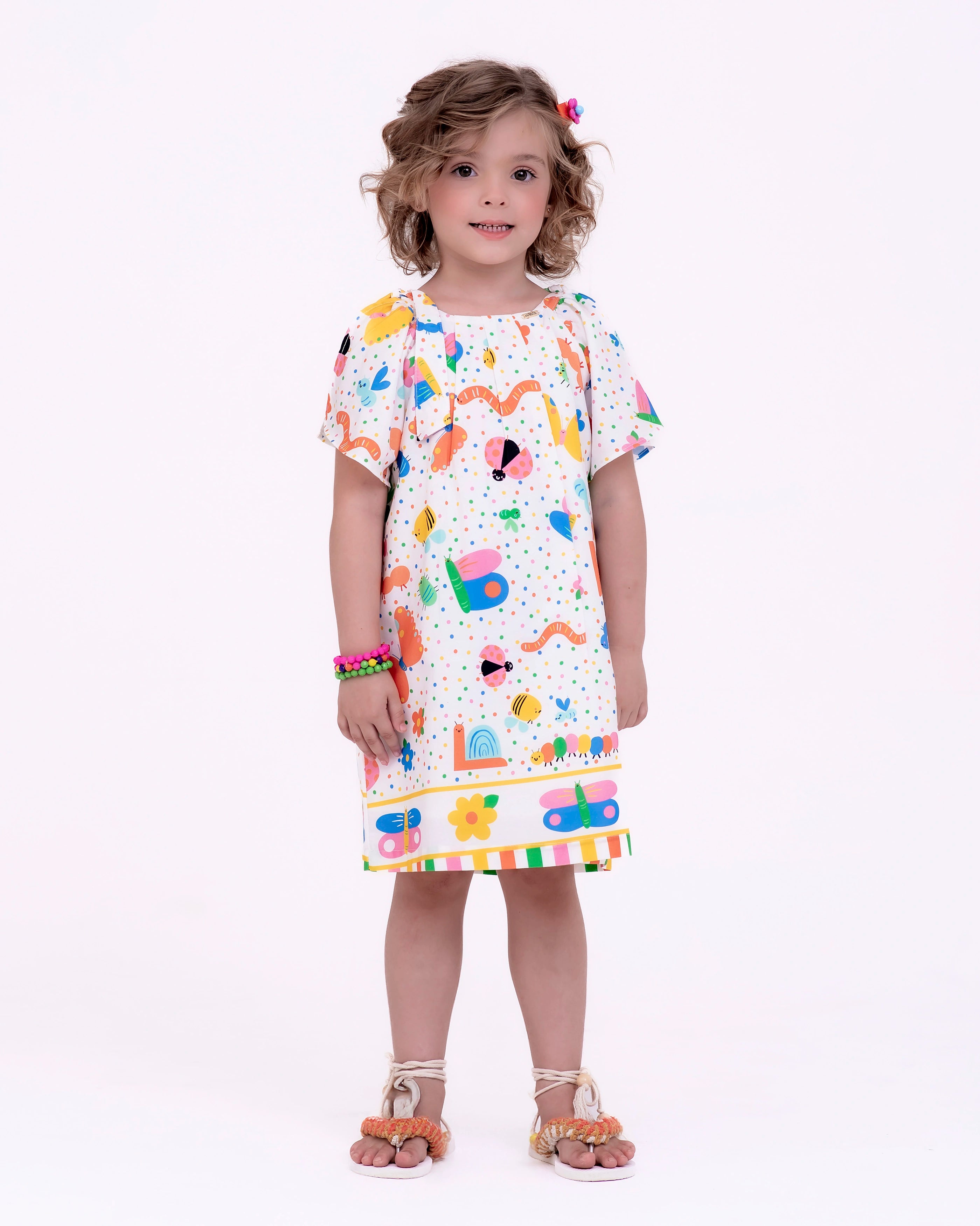 Vestido com estampa Meta Color infantil feminino Antonita para meninas de 2 a 10 anos