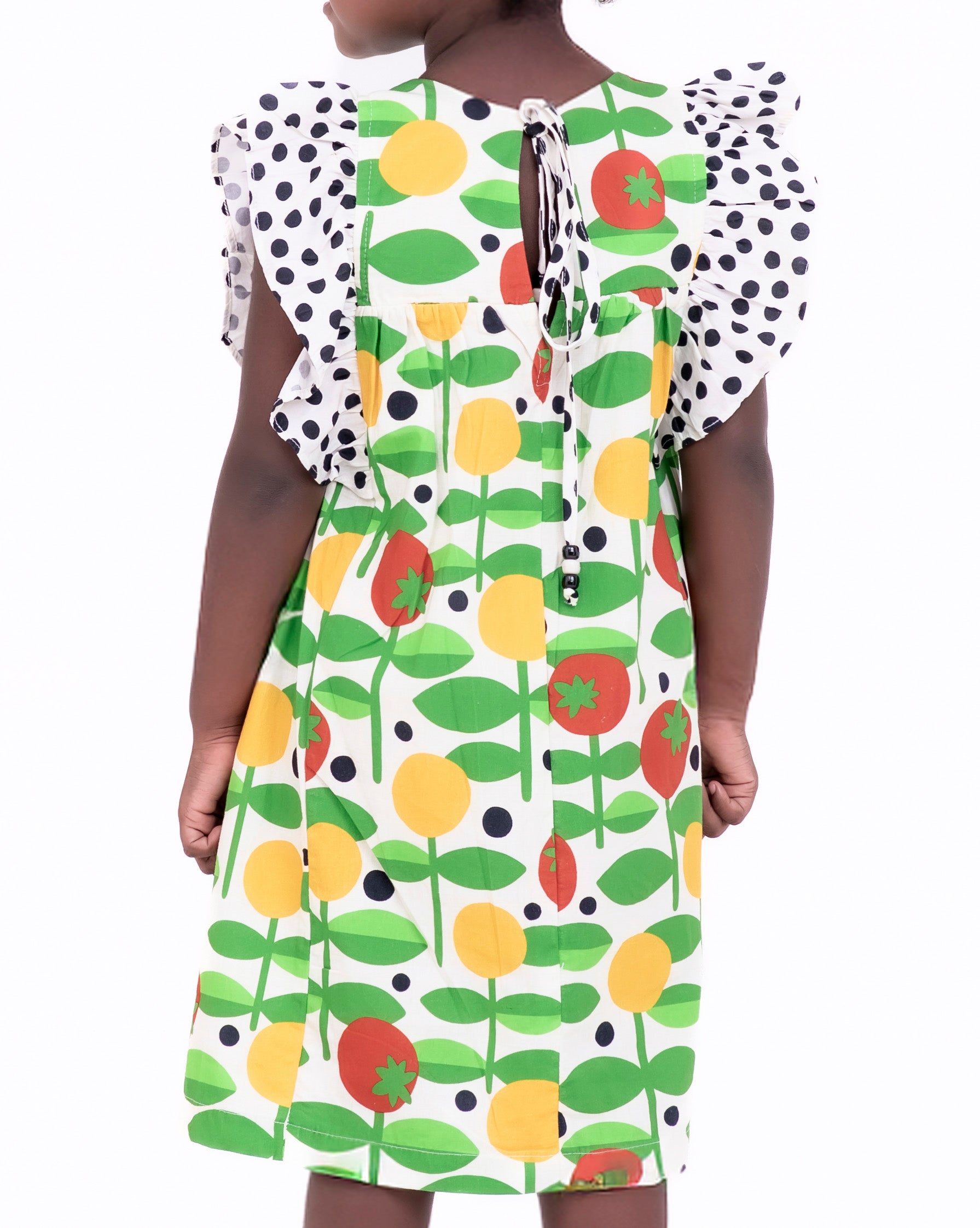 Vestido com estampa de frutas e folhas infantil feminino Antonita para meninas de 2 a 10 anos